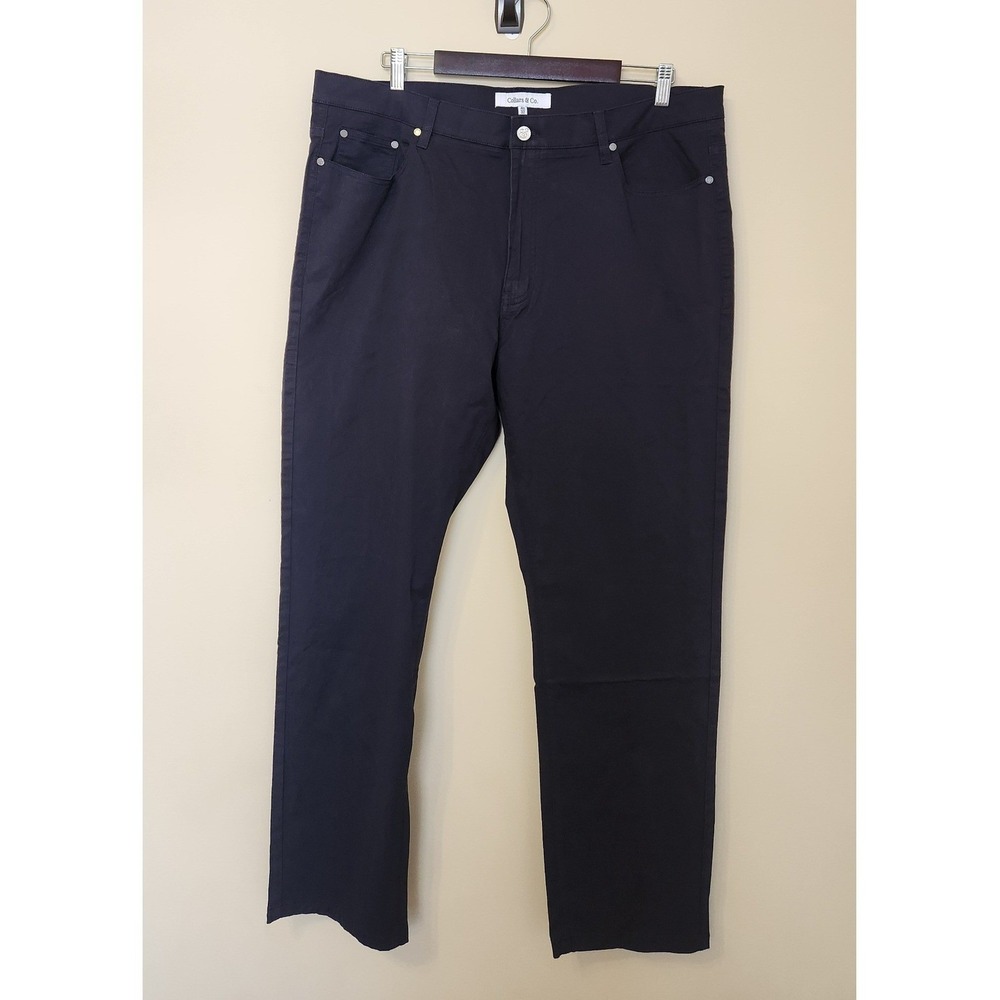 Collars & Co. Mens CEO 5‎ Pocket Chino Pants Dark Navy 40X32 Cotton Stretch NWT - Picture 2 of 10